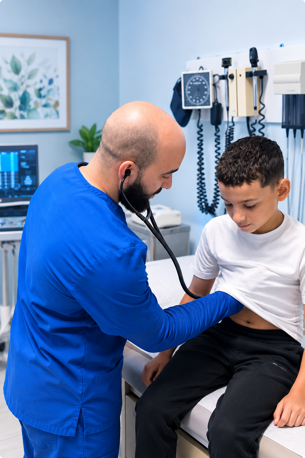 Profesional atendiendo a un paciente joven en Clínica Médica 249B